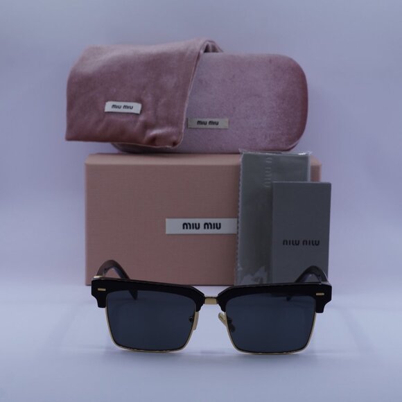 Miu Miu MU10ZS 1AB5S0 Browline Sunglasses – Black\Gold - Picture 3 of 13